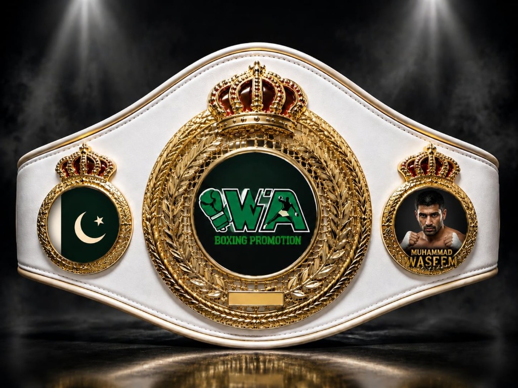 WA Boxing Promotion Championship Belt featuring Muhammad Waseem